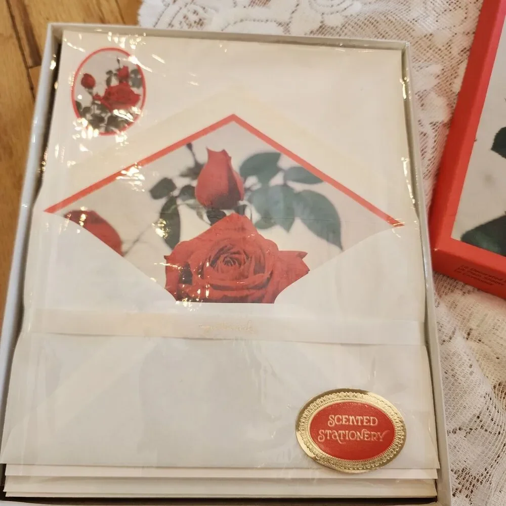Vintage Hallmark Stationery Rose NOS NEW